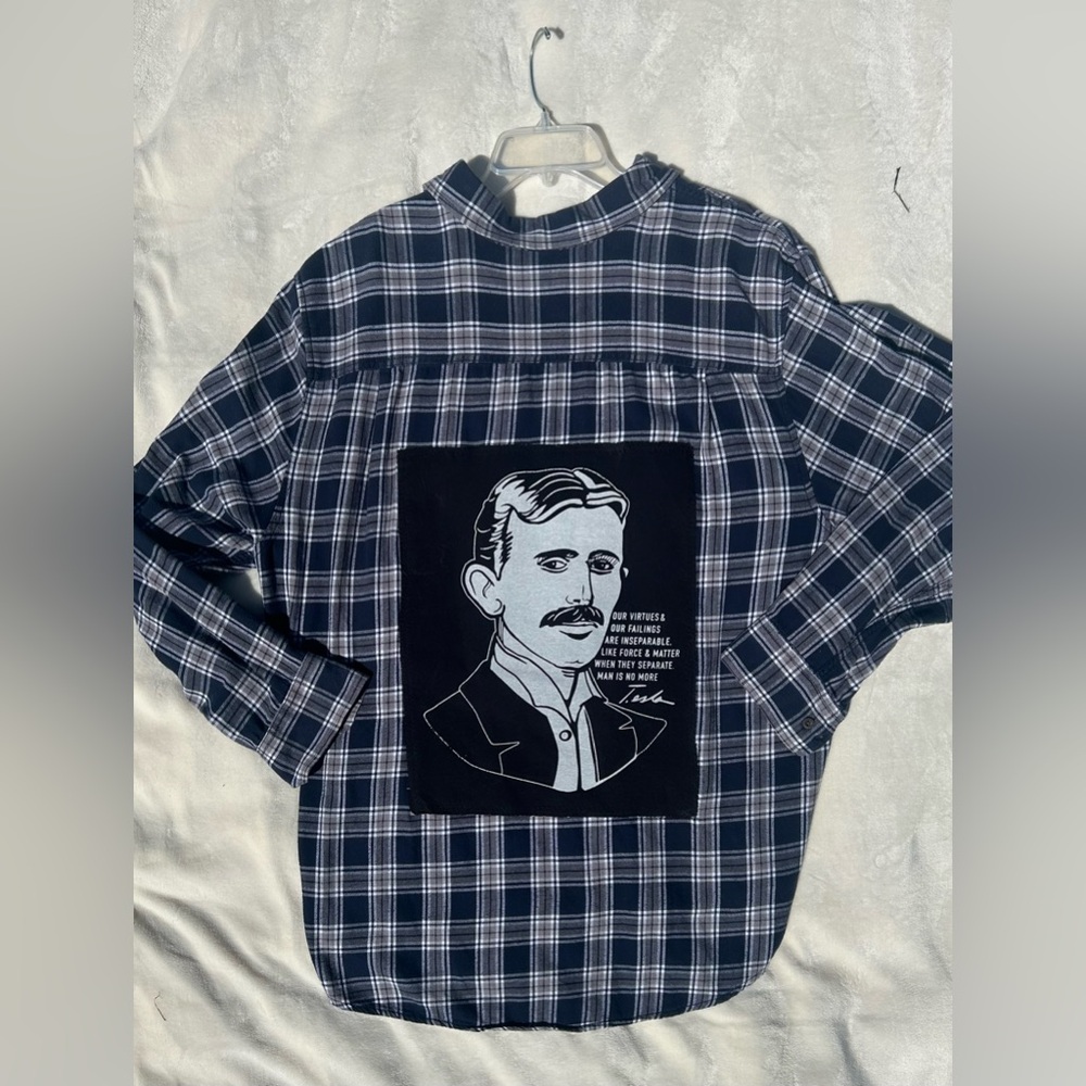 Nikola Tesla Quote Refashioned Flannel 2XL